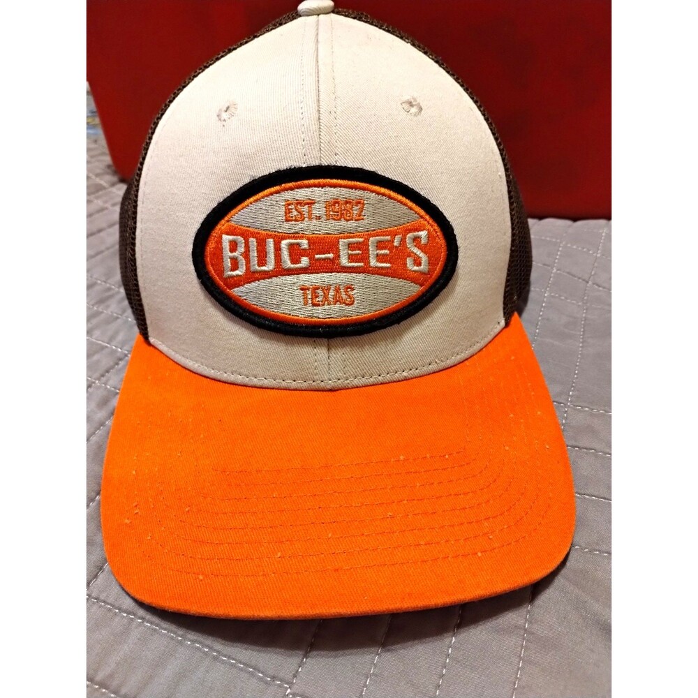 Buc-ee's Texas Beaver Trucker Hat Orange/White/Brown Mesh Back Adjustable